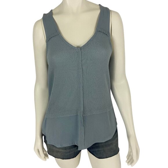 Buckle White Crow Tank Top Women's Sz M Teal Grey Sleeveless V Neck Light Casual - Picture 1 of 8